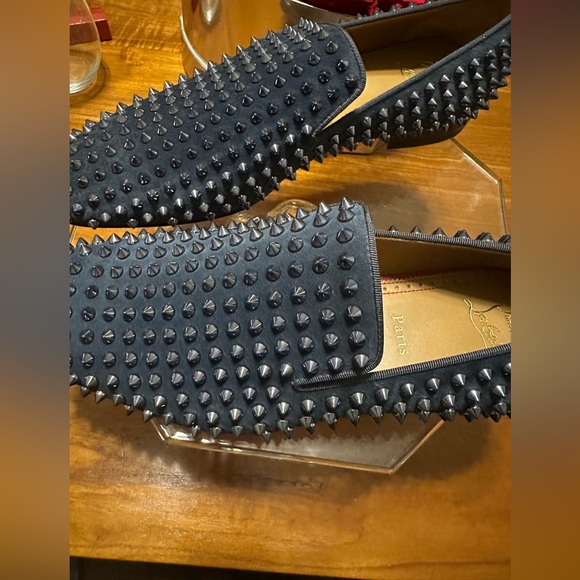 Christian Louboutin Dandellion Spikes Flats Navy Blue (Ink) 42IT Men’s Suede - Picture 2 of 10